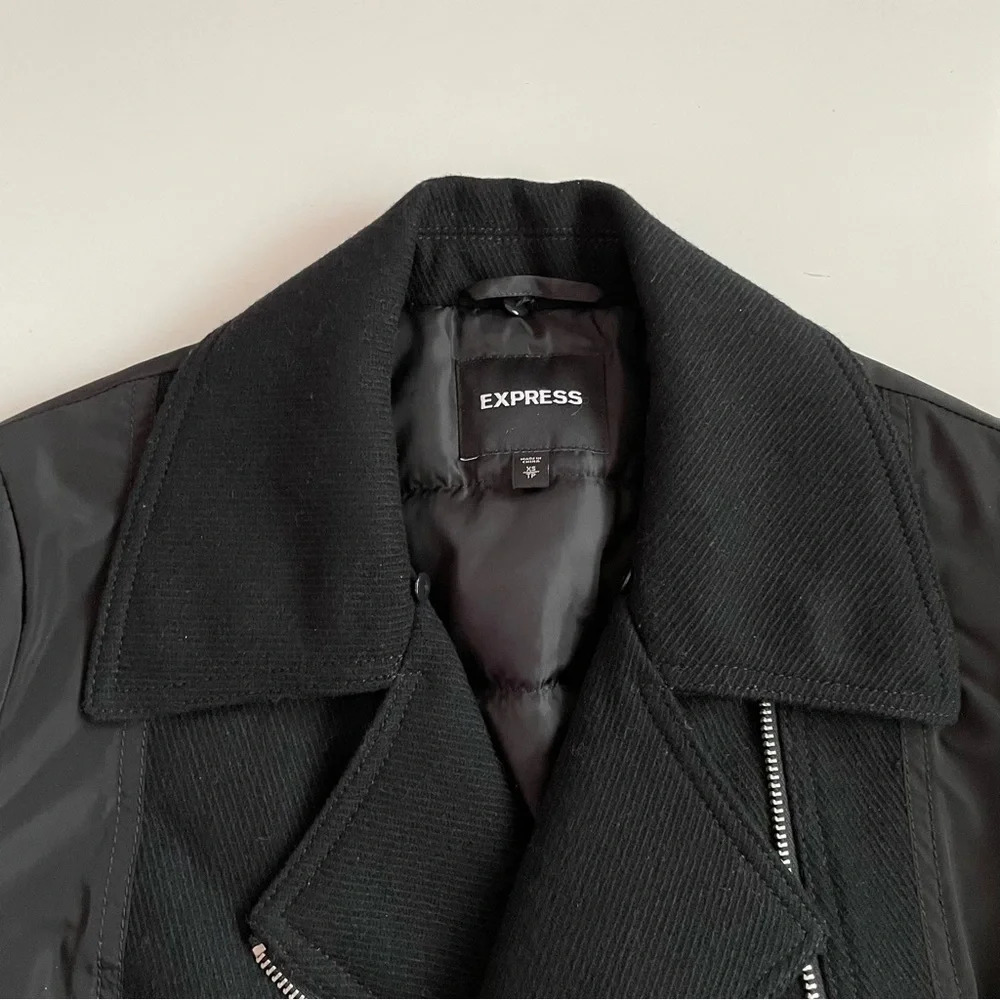 Express Black Puffer Wool Lined Padded Winter Warm Cozy Ski Jacket Coat Size XS - Picture 7 of 14